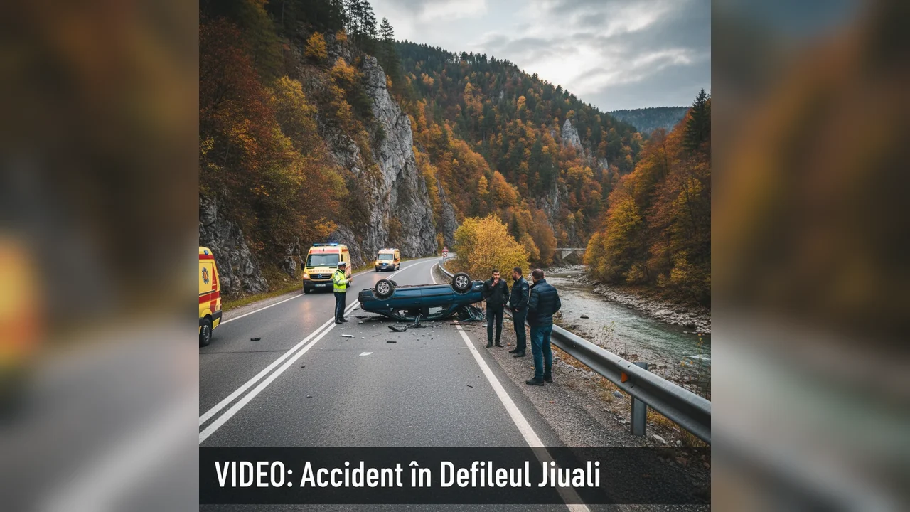 Accident grav în Defileul Jiului surprins în video