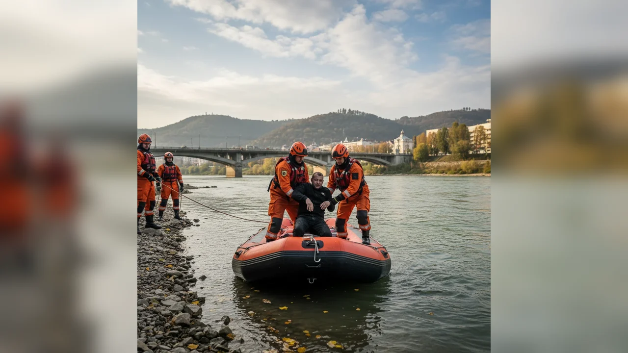 Bărbat de 35 de ani din Târgu Jiu, scos în viață din râul Jiu de echipele de intervenție