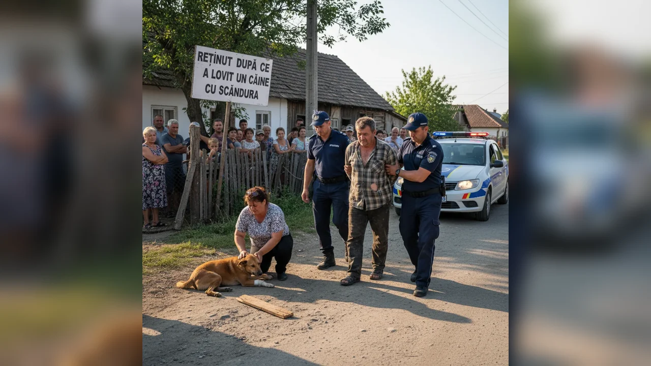 Câine lovit cu scândura, bărbat reținut de poliție