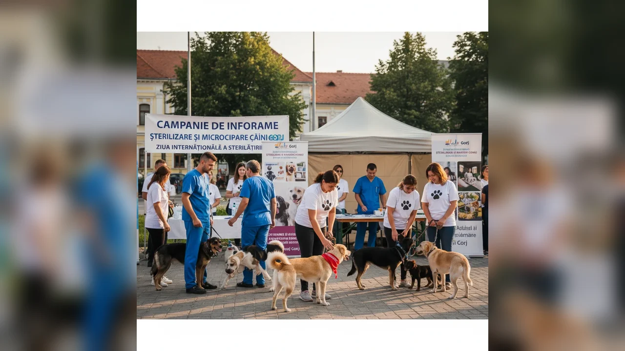 Campanie de informare la Târgu Jiu privind sterilizarea și microciparea câinilor, legată de Ziua Internațională a Sterilizării