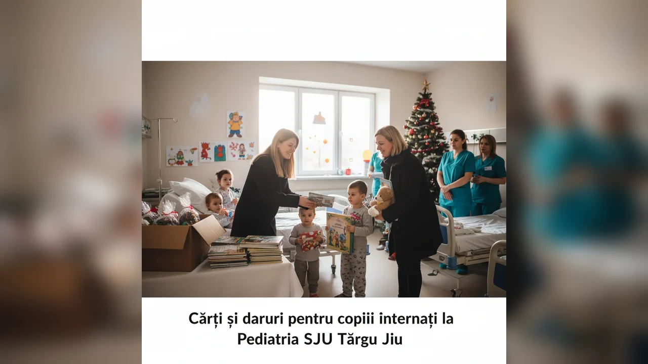 Cărți și cadouri oferite copiilor internați la Pediatria Spitalului Județean Târgu Jiu