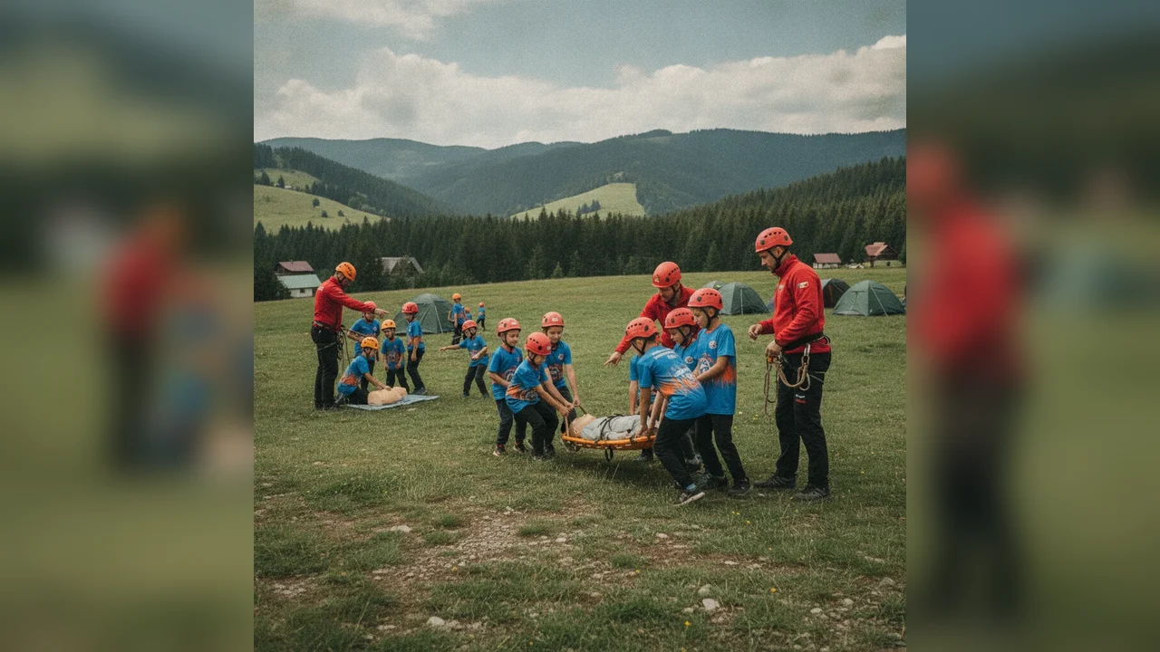 Copii din tabere, vizită educativă la Salvamont Rânca