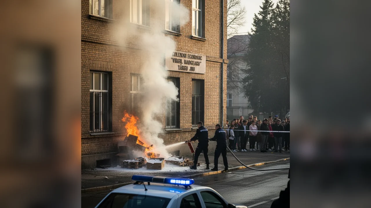 Doi polițiști opresc la timp un incendiu la un colegiu din Târgu Jiu