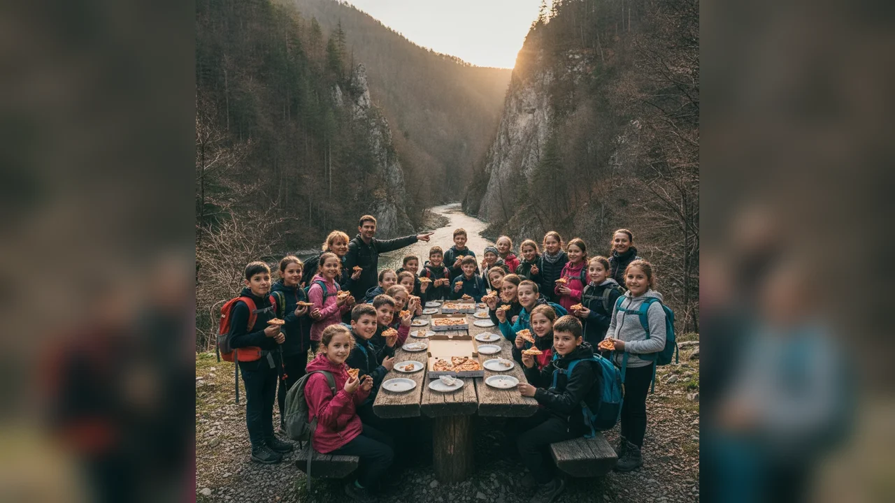 Elevi din Jiu au explorat Defileul într-o Școală din natură cu lecții practice și pizza