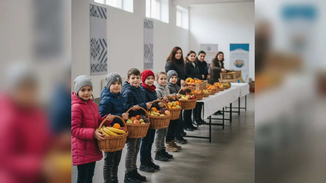 Elevii din Baia de Fier, Polovragi și Bumbești Pițic au donat fructe la centrul din Târgu Cărbunești