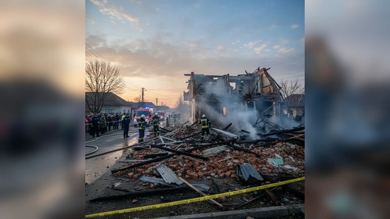 Explozie cauzată de acumulare de gaze într-o locuință din Godinești