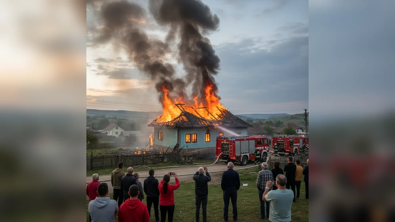 Incendiu puternic la o locuință din satul Bâlta, comuna Runcu