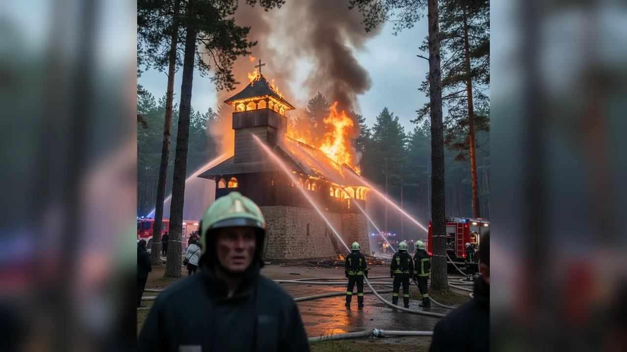 Intervenție a pompierilor din Târgu Jiu la un incendiu la Mănăstirea Strâmba‑Jiu