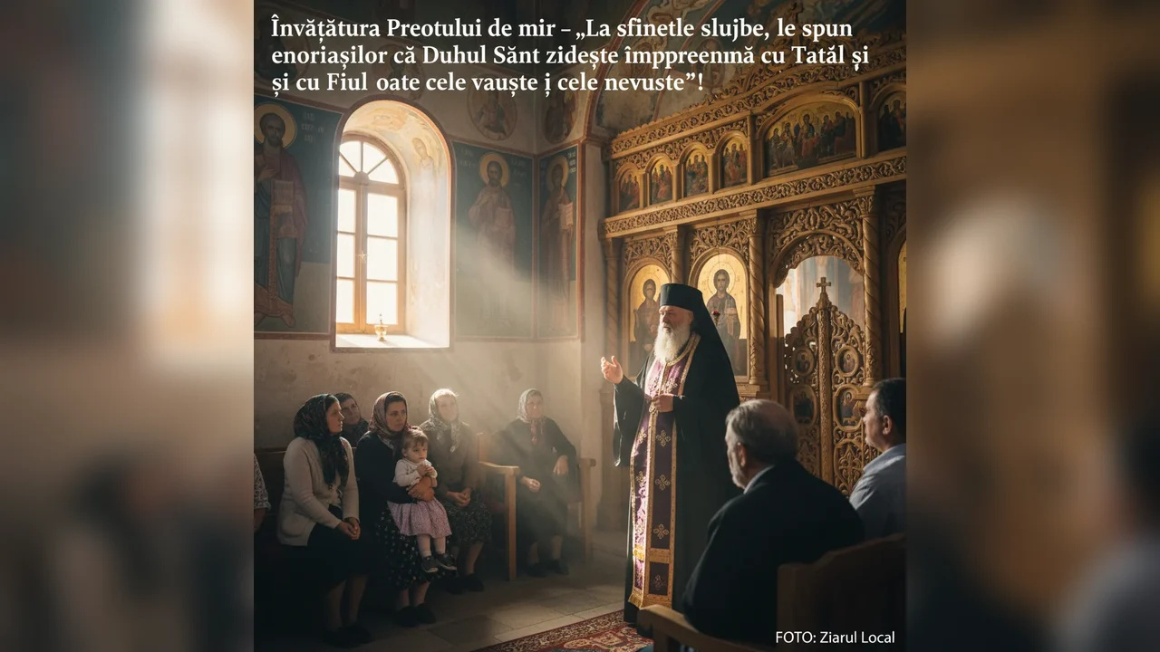 la slujbe, le amintește credincioșilor despre lucrarea Duhului Sfânt împreună cu Tatăl și Fiul în toată creația văzută și nevăzută