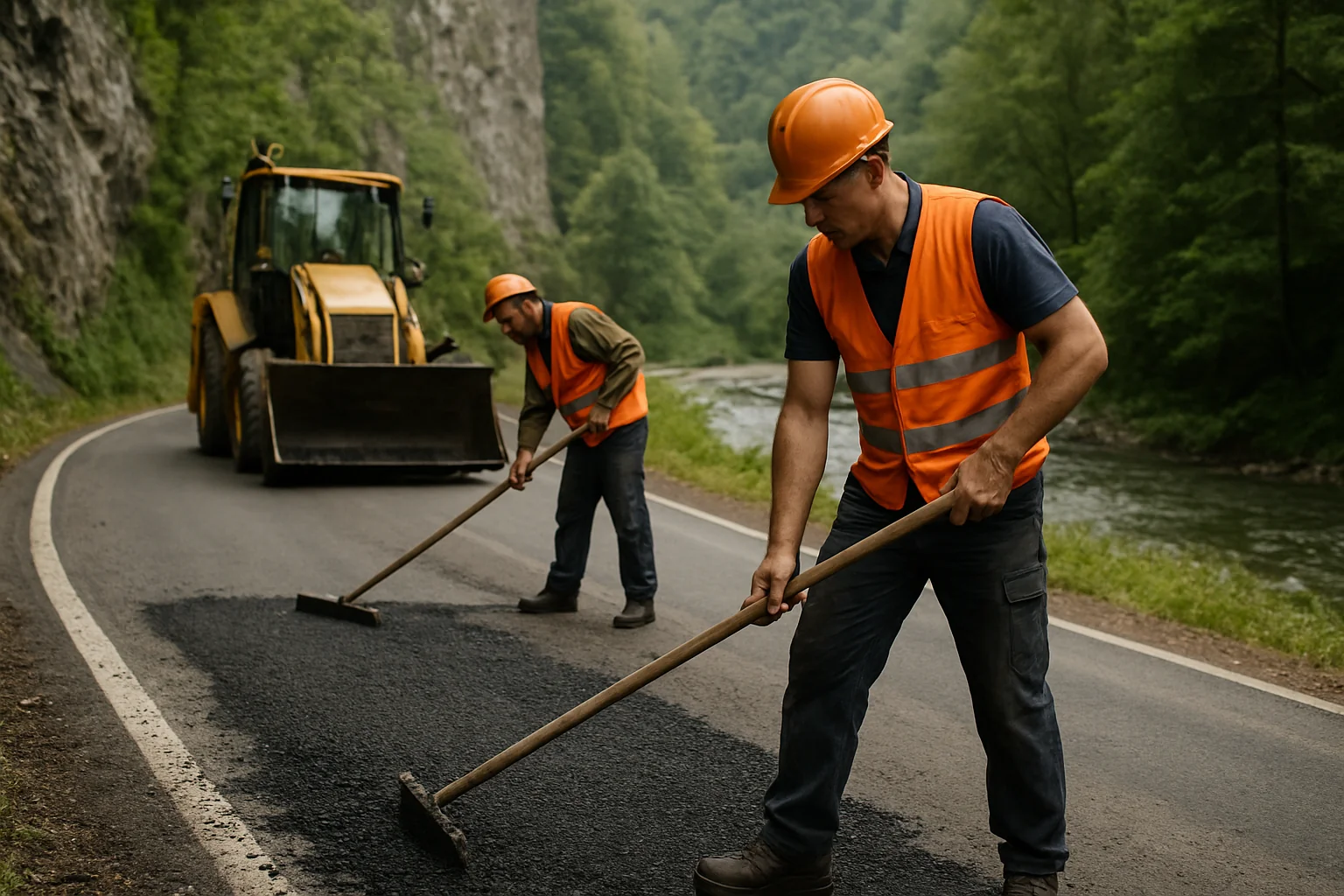 Lucrări de colmatare fisuri pe DN 66 Defileul Jiului, pentru sezonul rece