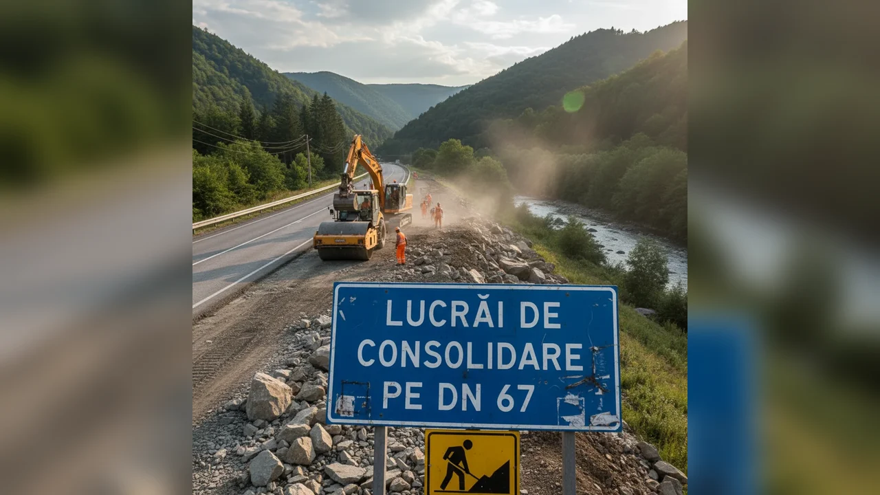 Lucrări importante de consolidare pe DN 67 în județul local