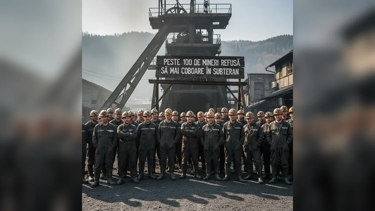 Minerii refuză să coboare în subteran: peste 100 de protestatari