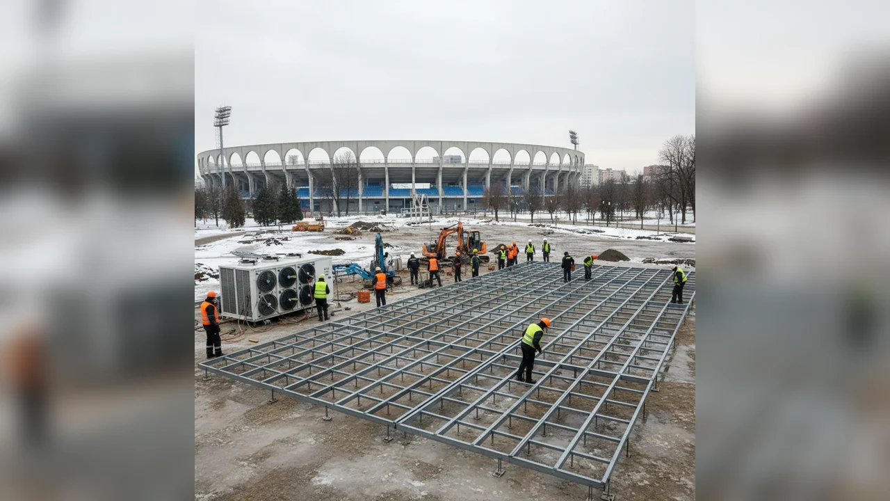 Patinoar nou montat în zona centrală a municipiului Târgu Jiu, lângă Stadionul Municipal