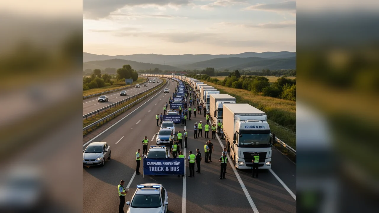 Peste 500 de camioane și autobuze verificate în Gorj în cadrul campaniei preventive Truck & Bus
