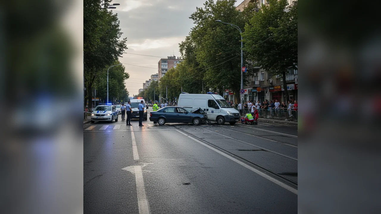 Pieton acroșat de un autoturism pe Bulevardul Ecaterina Teodoroiu din Târgu Jiu