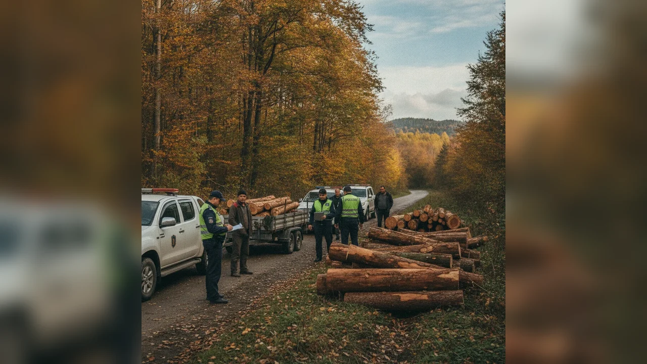 Poliția Novaci a confiscat 3,39 mc de lemn și a aplicat amendă de 5.000 lei