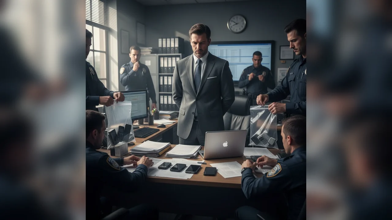 Poliția ridică șase telefoane, un laptop și documente importante