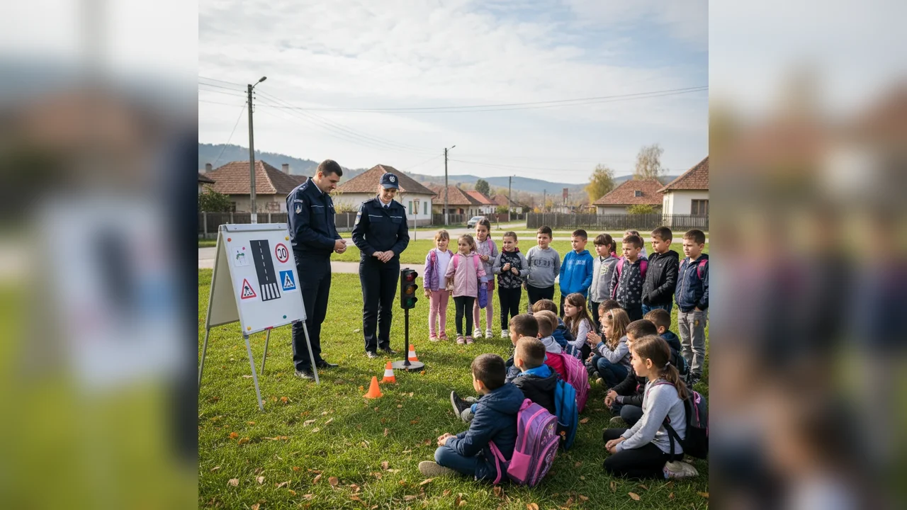 Polițiștii din Bărbătești susțin lecții de siguranță rutieră pentru elevi