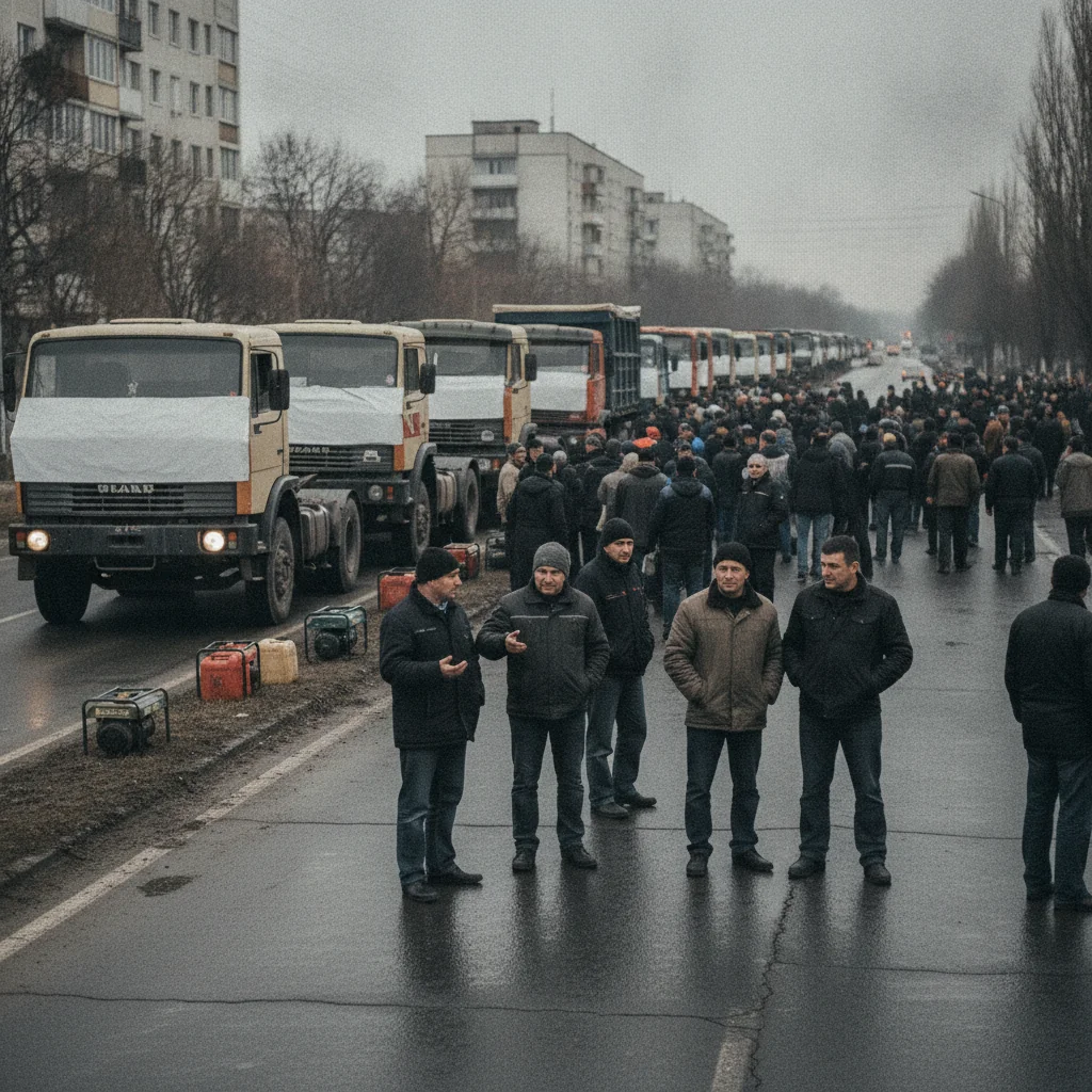 Protest al șoferilor profesioniști la Târgu Jiu: nemulțumiri legate de carburanți și TollRo