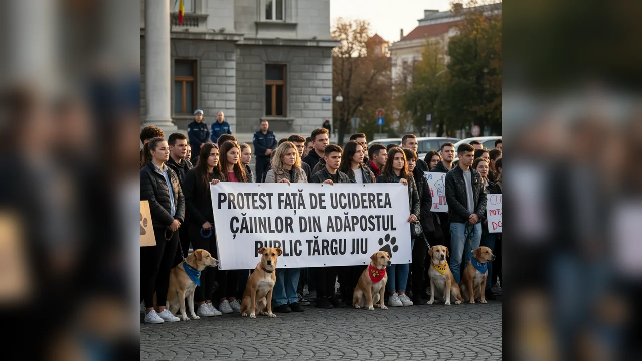 Protest la Târgu Jiu față de eutanasierea câinilor din adăpostul public