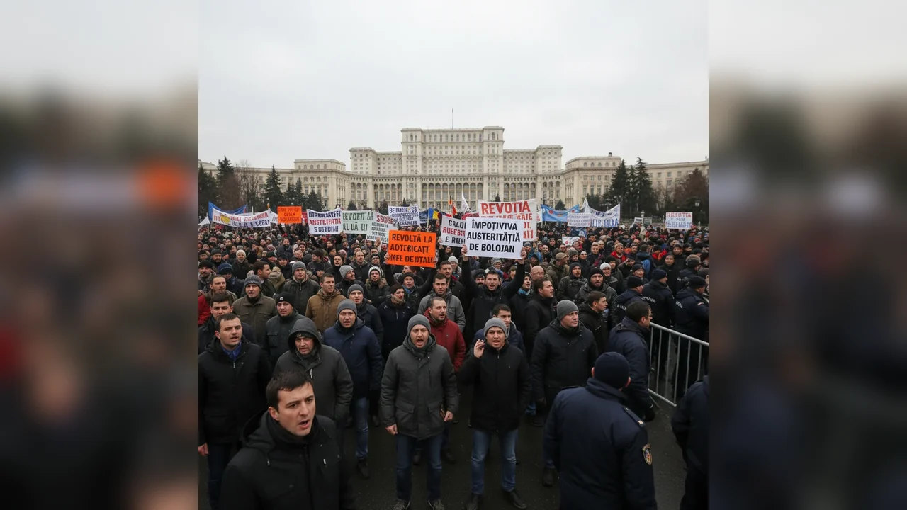 Proteste la Cotroceni împotriva măsurilor de austeritate promovate de Bolojan