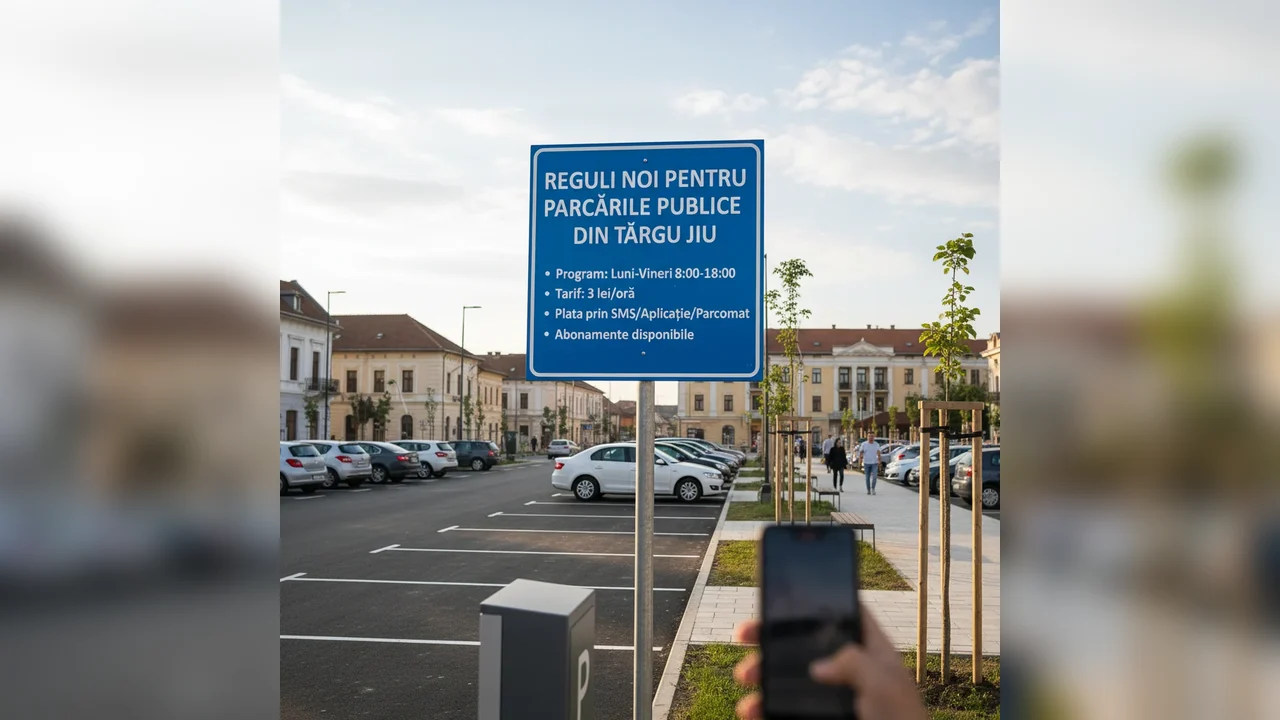 Reguli noi pentru parcările publice din Târgu Jiu: plată prin SMS și gratuitate duminica