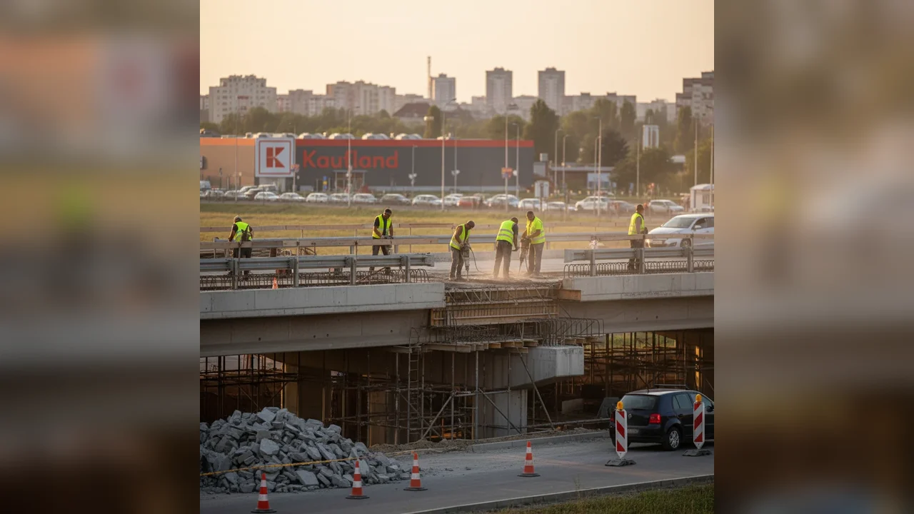 Reparații importante la podul din Târgu Jiu, zona Kaufland