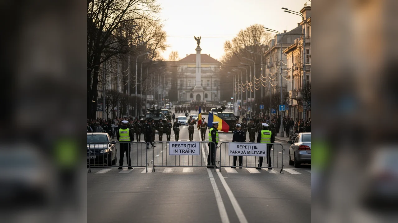 Restricții de circulație în Târgu Jiu mâine pentru repetiția paradei militare