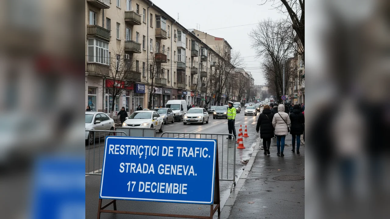 Restricții de circulație pe strada Geneva din Târgu Jiu, 17 decembrie