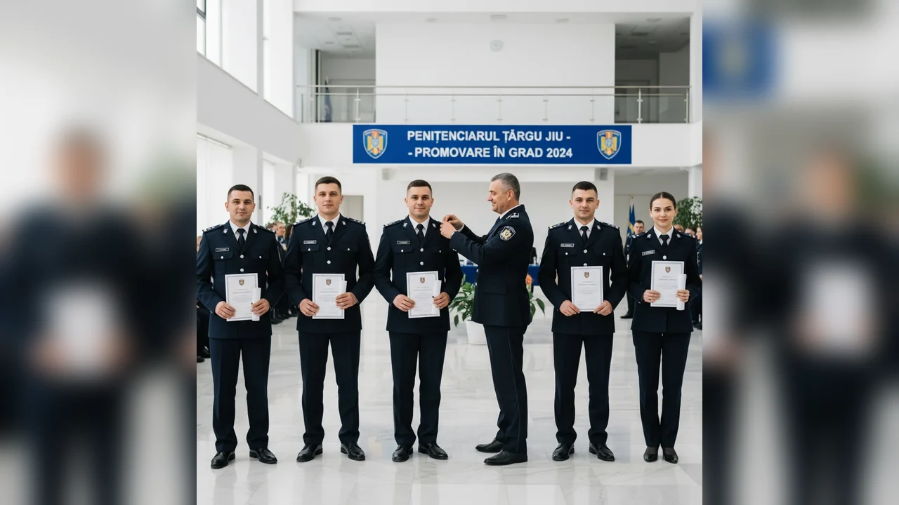 Șapte polițiști din Penitenciarul Târgu Jiu promovați în grad