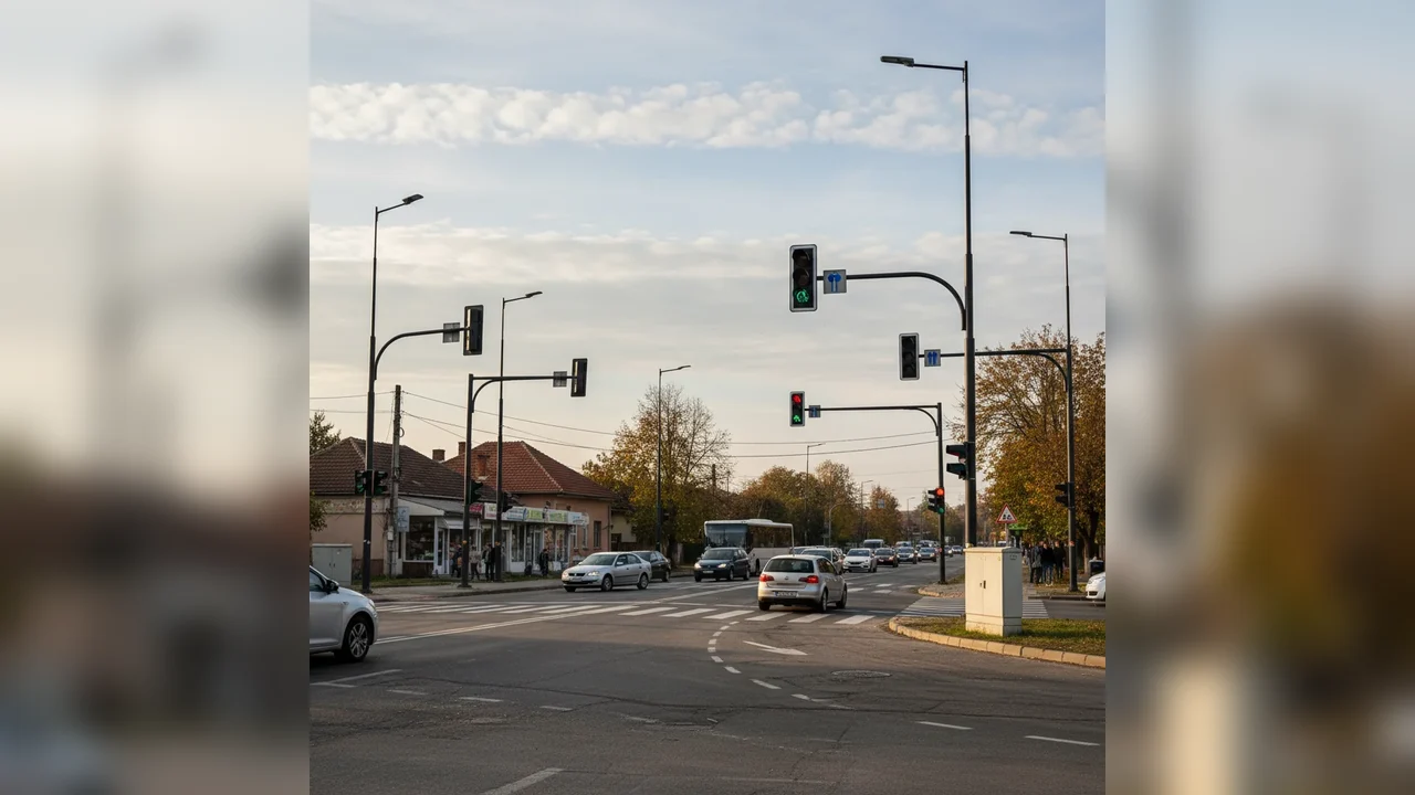 Sistem de semaforizare inteligentă, operațional la Bîrsești, Târgu Jiu, într-o intersecție cu numeroase accidente