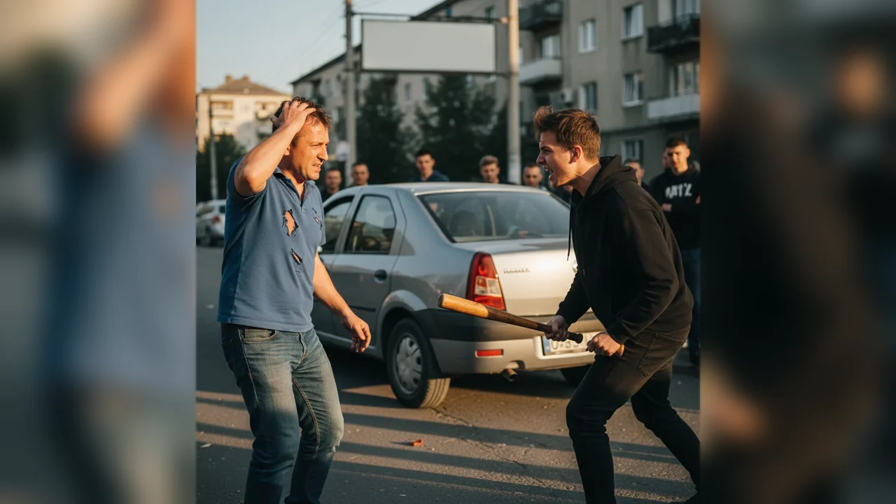 Șofer agresat cu bâta de un tânăr furios la Târgu-Jiu