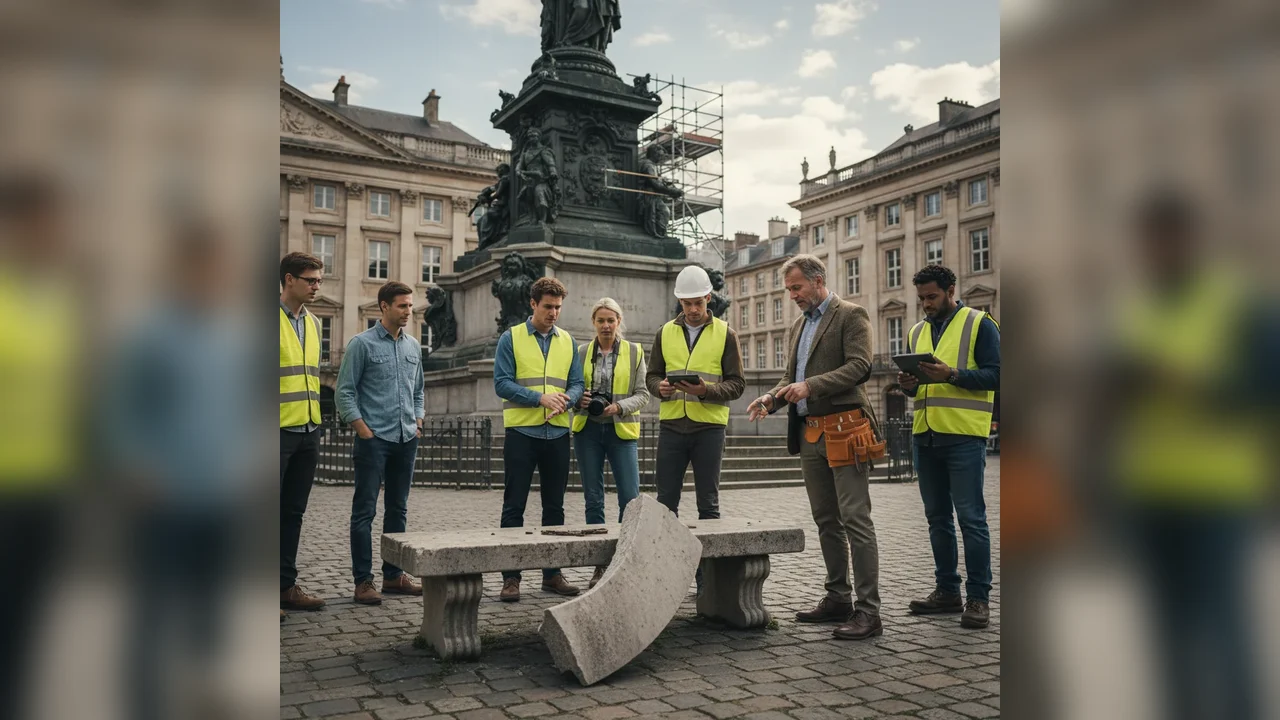 Specialist restaurator va evalua banca monument din Târgu Jiu după desprinderea unui fragment