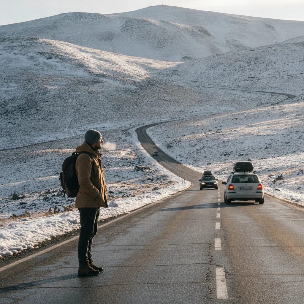 Transalpina: zăpadă de 1-2 cm între Rânca și Obârșia Lotrului