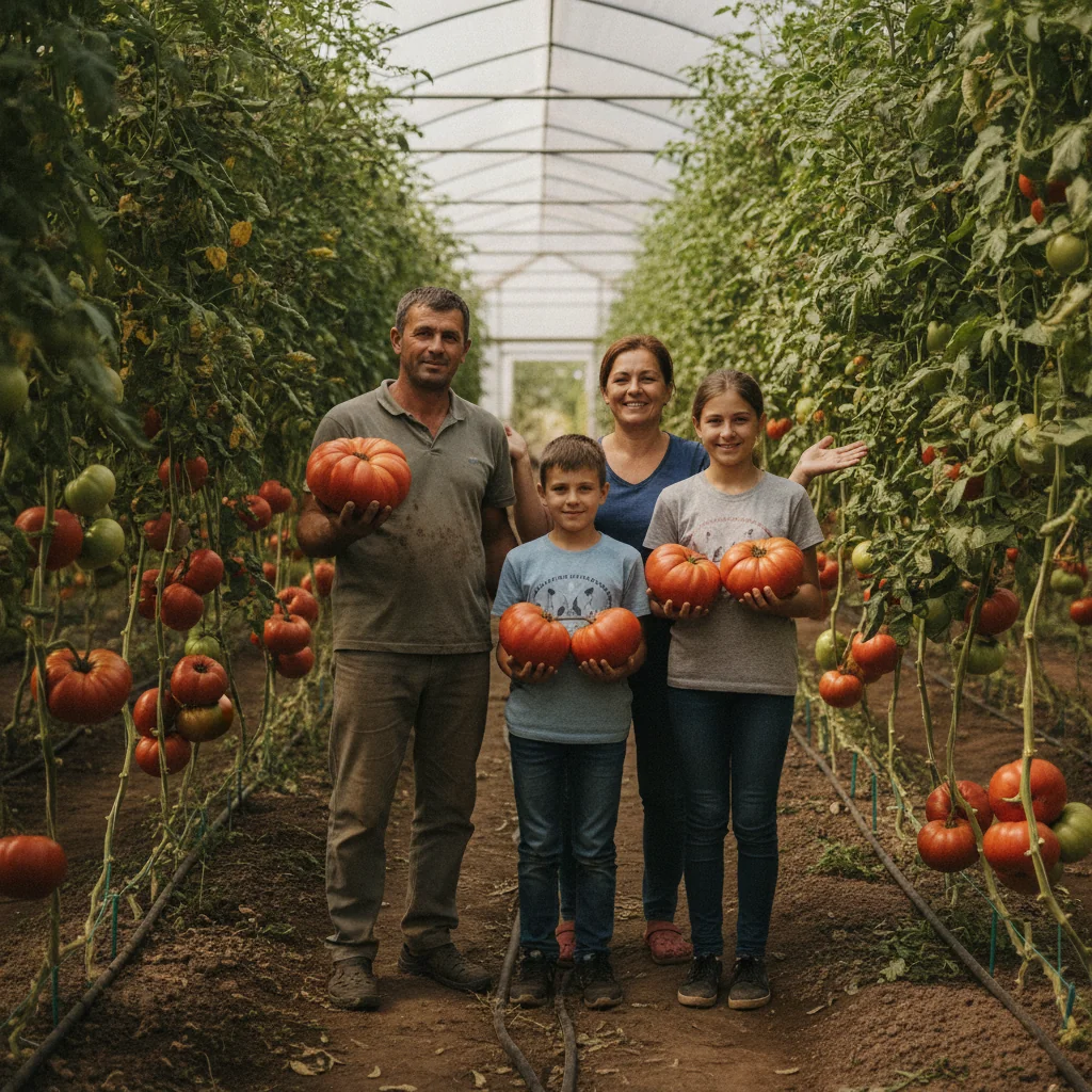Turcinești: familia Dijmărescu a obținut roșii de până la 700 g