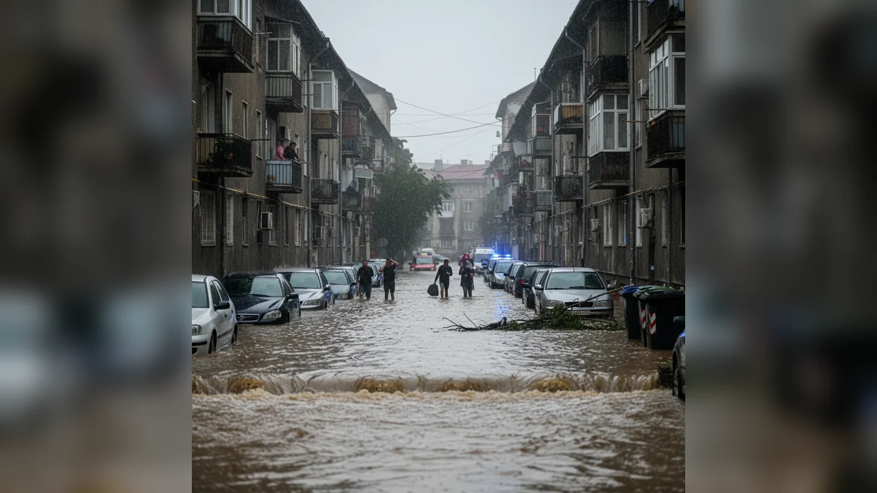 Viituri pe pârâul Primăverii: Strada Primăverii din Târgu Jiu, afectată de inundații