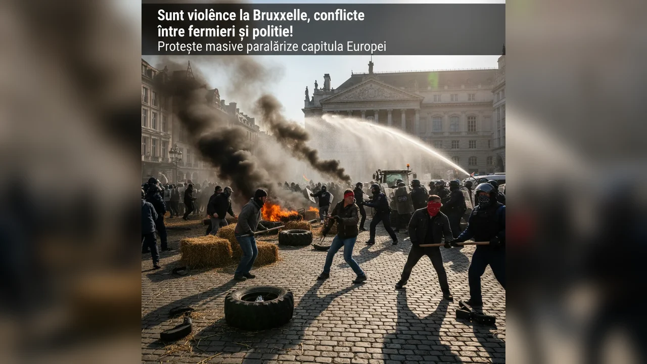 Violențe și conflicte între fermieri și poliție la Bruxelles